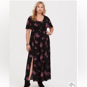 Torrid Black Floral Long Dress